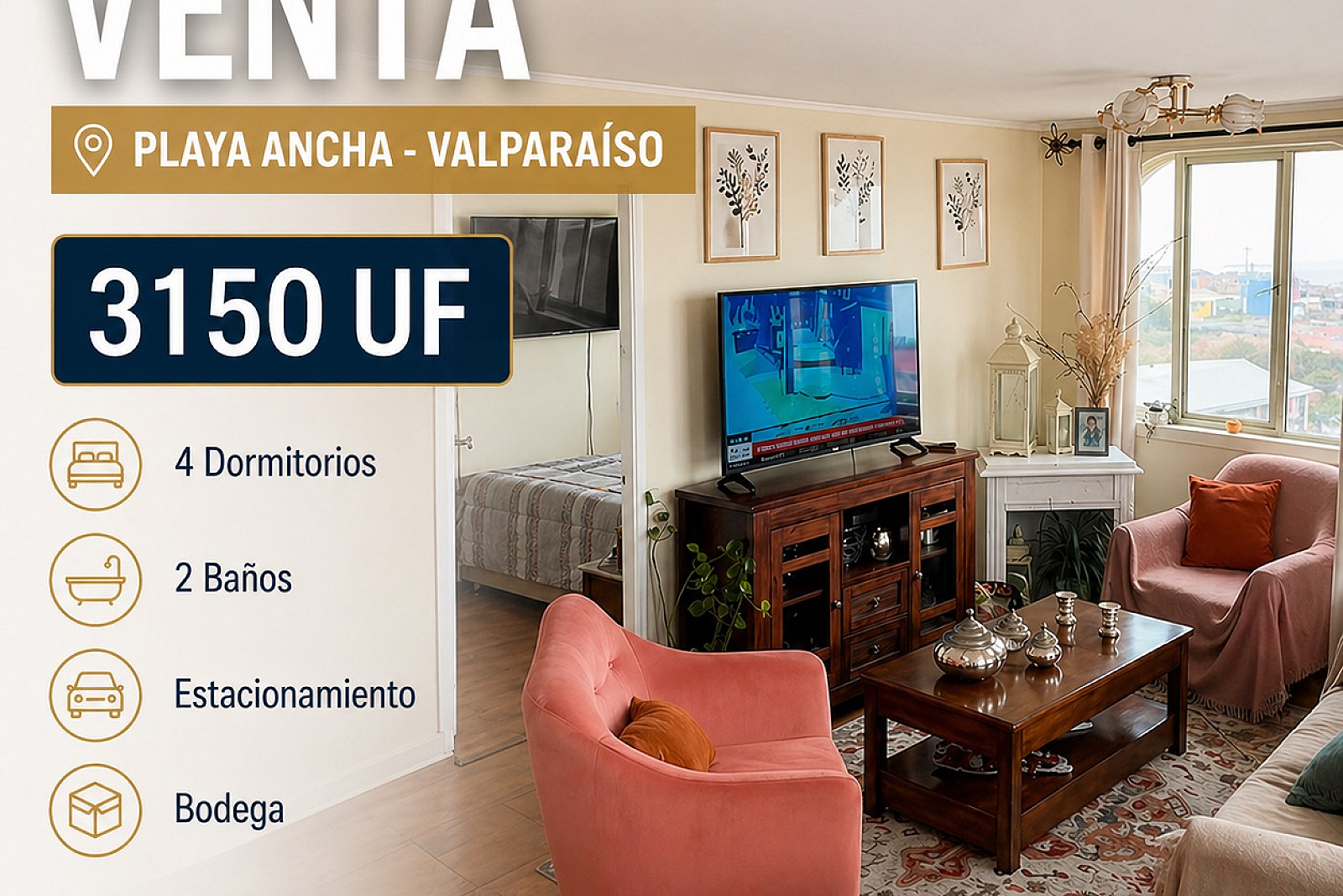 Departamento Dúplex en Venta – Playa Ancha, Valparaíso Vista al mar | Más de 100 m² | Valor bajo tasación comercial