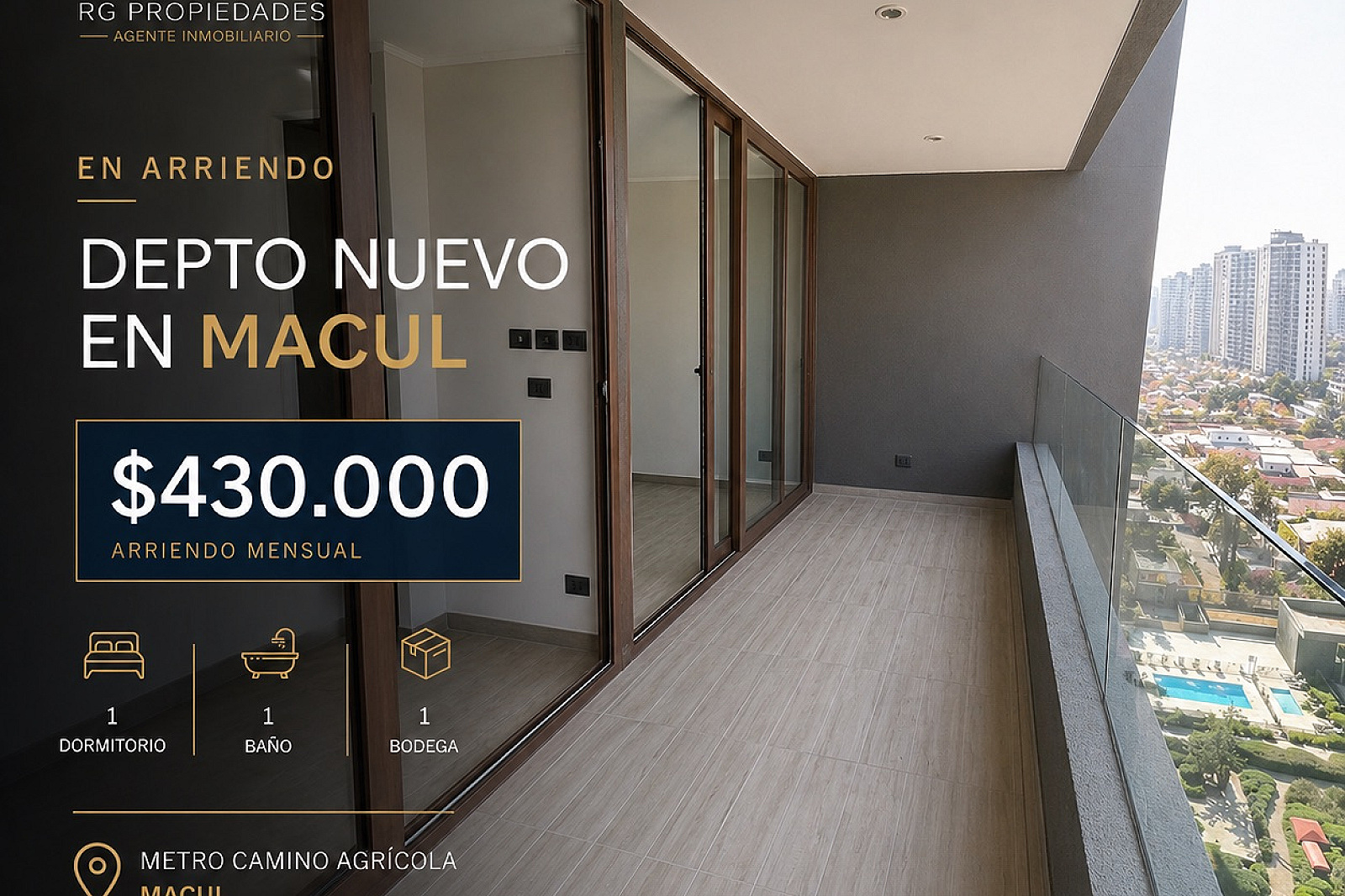 Departamento Nuevo en Arriendo – Macul A pasos de Metro Camino Agrícola | Terraza amplia